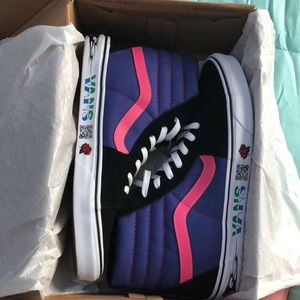 sk8-hi disrupt black spec blue vans